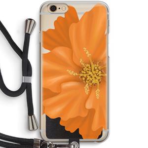 CaseCompany Orange Ellila flower: iPhone 6 / 6S Transparant Hoesje met koord
