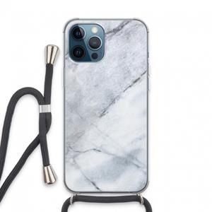 CaseCompany Witte marmer: iPhone 13 Pro Max Transparant Hoesje met koord