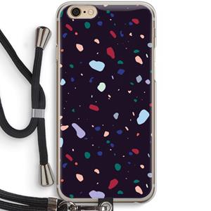 CaseCompany Dark Rounded Terrazzo: iPhone 6 / 6S Transparant Hoesje met koord