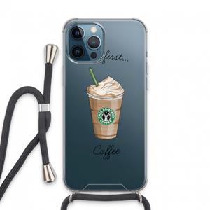 CaseCompany But first coffee: iPhone 13 Pro Max Transparant Hoesje met koord