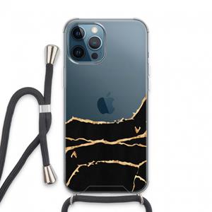 CaseCompany Gouden marmer: iPhone 13 Pro Max Transparant Hoesje met koord