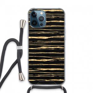 CaseCompany Gouden strepen: iPhone 13 Pro Max Transparant Hoesje met koord