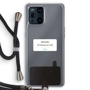 CaseCompany Reminder: Oppo Find X3 Transparant Hoesje met koord