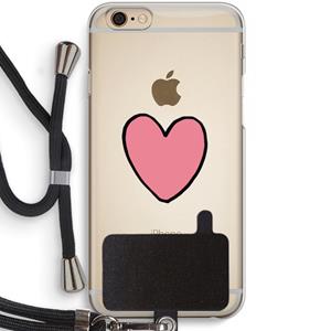 CaseCompany Hartje: iPhone 6 / 6S Transparant Hoesje met koord
