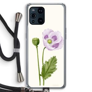 CaseCompany Purple poppy: Oppo Find X3 Transparant Hoesje met koord