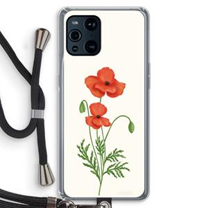 CaseCompany Red poppy: Oppo Find X3 Transparant Hoesje met koord