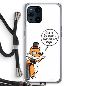 CaseCompany Geen Gezeik: Oppo Find X3 Transparant Hoesje met koord