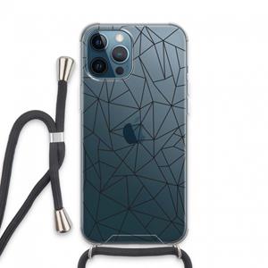 CaseCompany Geometrische lijnen zwart: iPhone 13 Pro Max Transparant Hoesje met koord