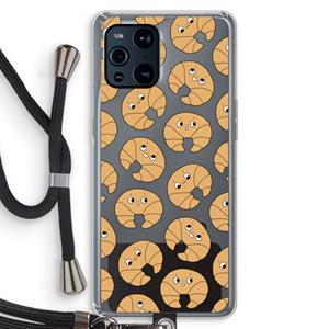 CaseCompany Croissant: Oppo Find X3 Transparant Hoesje met koord