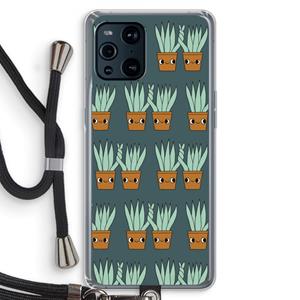 CaseCompany Sansevieria: Oppo Find X3 Transparant Hoesje met koord