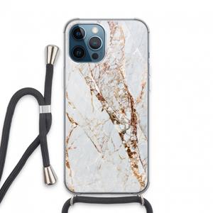 CaseCompany Goud marmer: iPhone 13 Pro Max Transparant Hoesje met koord