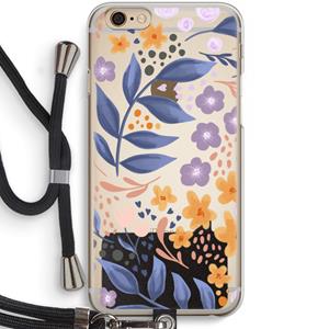 CaseCompany Flowers with blue leaves: iPhone 6 / 6S Transparant Hoesje met koord