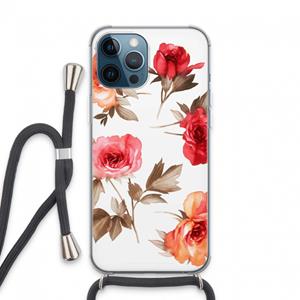 CaseCompany Roosjes: iPhone 13 Pro Max Transparant Hoesje met koord