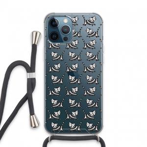 CaseCompany Zwarte poes: iPhone 13 Pro Max Transparant Hoesje met koord