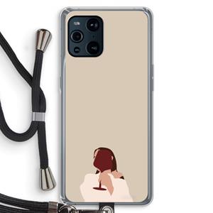 CaseCompany I drink wine: Oppo Find X3 Transparant Hoesje met koord