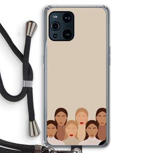 CaseCompany Girls girls girls: Oppo Find X3 Transparant Hoesje met koord
