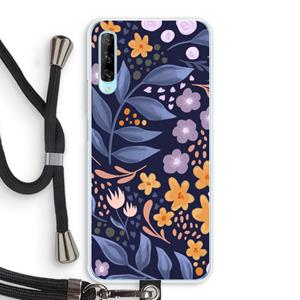 CaseCompany Flowers with blue leaves: Huawei P Smart Pro Transparant Hoesje met koord