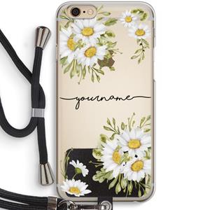 CaseCompany Daisies: iPhone 6 / 6S Transparant Hoesje met koord