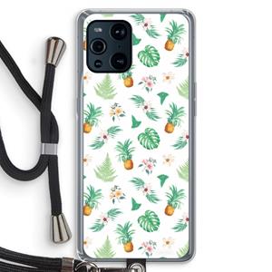 CaseCompany Ananas bladeren: Oppo Find X3 Transparant Hoesje met koord
