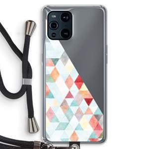 CaseCompany Gekleurde driehoekjes pastel: Oppo Find X3 Transparant Hoesje met koord