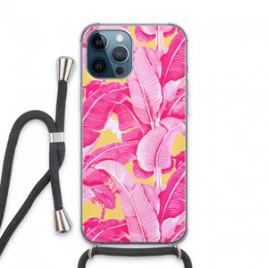 CaseCompany Pink Banana: iPhone 13 Pro Max Transparant Hoesje met koord