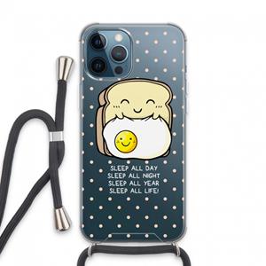 CaseCompany Sleep All Day: iPhone 13 Pro Max Transparant Hoesje met koord