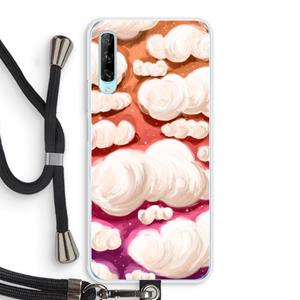 CaseCompany Katoen Wolken: Huawei P Smart Pro Transparant Hoesje met koord