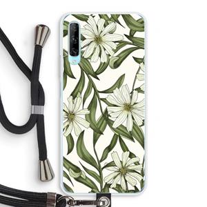 CaseCompany Wit bloemenpatroon: Huawei P Smart Pro Transparant Hoesje met koord