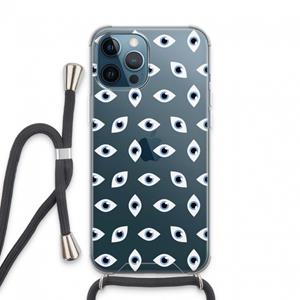 CaseCompany Eyes pattern: iPhone 13 Pro Max Transparant Hoesje met koord