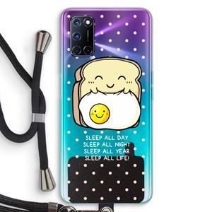 CaseCompany Sleep All Day: Oppo A92 Transparant Hoesje met koord