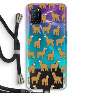 CaseCompany Alpacas: Oppo A92 Transparant Hoesje met koord