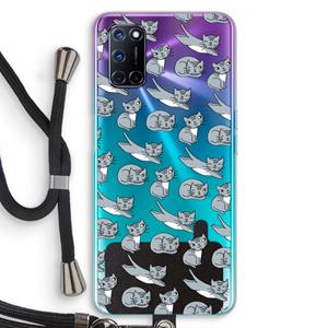 CaseCompany Poezen: Oppo A92 Transparant Hoesje met koord
