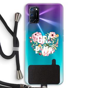 CaseCompany GRL PWR Flower: Oppo A92 Transparant Hoesje met koord