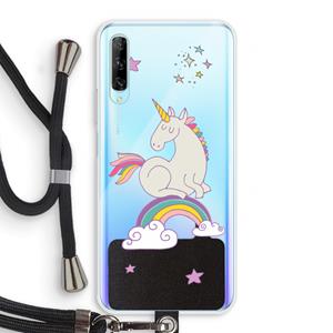 CaseCompany Regenboog eenhoorn: Huawei P Smart Pro Transparant Hoesje met koord