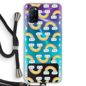 CaseCompany Regenboog: Oppo A92 Transparant Hoesje met koord