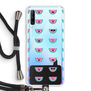 CaseCompany Smiley watermeloenprint: Huawei P Smart Pro Transparant Hoesje met koord