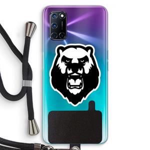 CaseCompany Angry Bear (white): Oppo A92 Transparant Hoesje met koord