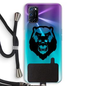 CaseCompany Angry Bear (black): Oppo A92 Transparant Hoesje met koord