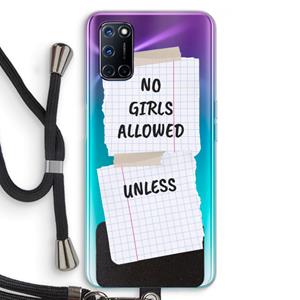 CaseCompany No Girls Allowed Unless: Oppo A92 Transparant Hoesje met koord