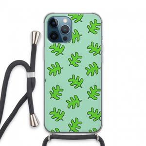 CaseCompany Groene blaadjes: iPhone 13 Pro Max Transparant Hoesje met koord