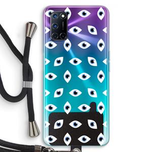 CaseCompany Eyes pattern: Oppo A92 Transparant Hoesje met koord