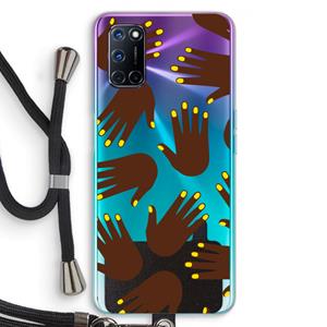 CaseCompany Hands dark: Oppo A92 Transparant Hoesje met koord