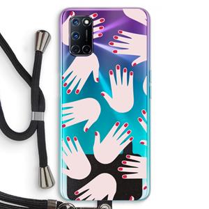 CaseCompany Hands pink: Oppo A92 Transparant Hoesje met koord