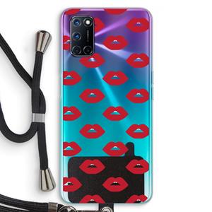 CaseCompany Lips: Oppo A92 Transparant Hoesje met koord