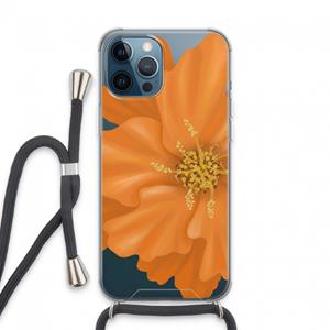 CaseCompany Orange Ellila flower: iPhone 13 Pro Max Transparant Hoesje met koord