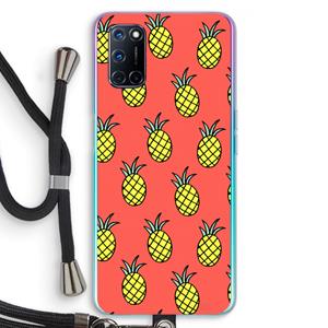 CaseCompany Ananas: Oppo A92 Transparant Hoesje met koord