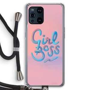 CaseCompany Girl boss: Oppo Find X3 Transparant Hoesje met koord