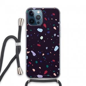 CaseCompany Dark Rounded Terrazzo: iPhone 13 Pro Max Transparant Hoesje met koord