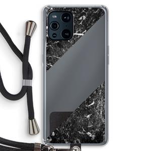 CaseCompany Zwart marmer: Oppo Find X3 Transparant Hoesje met koord