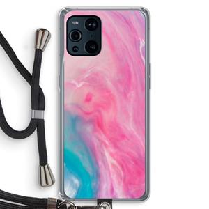 CaseCompany Roze explosie: Oppo Find X3 Transparant Hoesje met koord